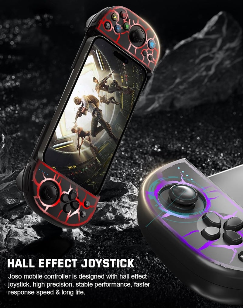 Joso Phone Controller for iPhone, Android, wireless Game Joystick with Hall Effect Joystick/Turbo, RGB Controller for iPhone 16/15/14/13/12 Series, Galaxy S24/23/S22/S21 Series Play COD Mobile & More - Image 4
